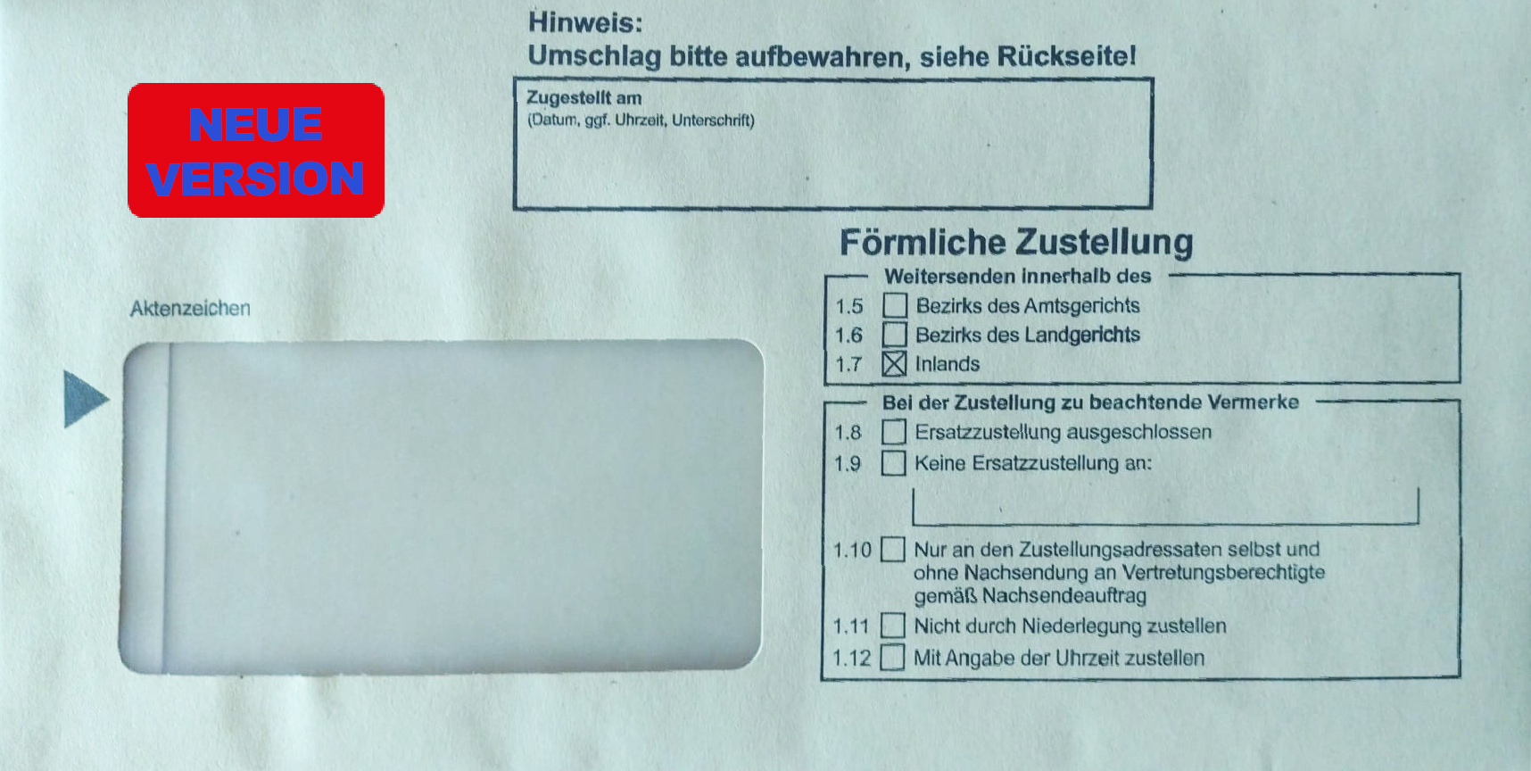 Innenumschlag für Postzustellungsurkunden - kompakt, inkl. MwSt. (Kopie)